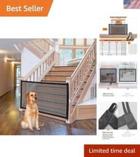 Stylish Mesh Dog Gate - 60''x30'' Fits 50-58'' Openings, Pressure Mounted