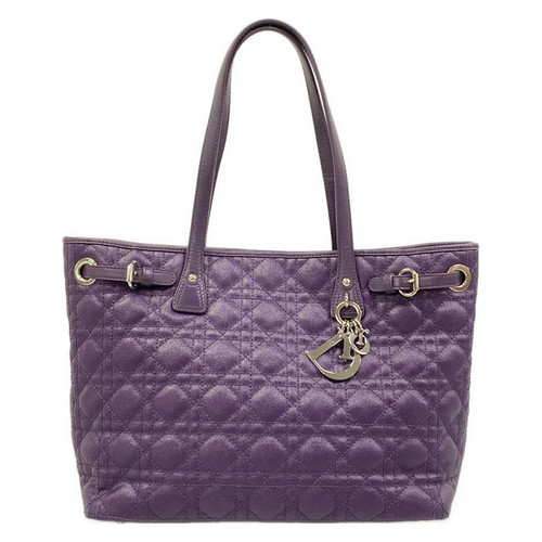 DIOR/ChristianDior Panarea Purple Coated Canvas Leather Tote Bag