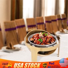 Gold Round Roll-Top Chafing Dish Set Commercial Stainless Steel Buffet Warmer