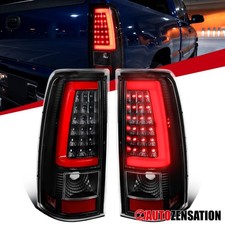 Fit 2003-2006 Chevy Silverado 1500 2500hd Black Led Tail Lights Rear Brake Lamps
