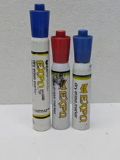 Sanford Expo Dry Erase Metal Barrel Markers Red & Blue SMELLY Vintage Mini WORKS