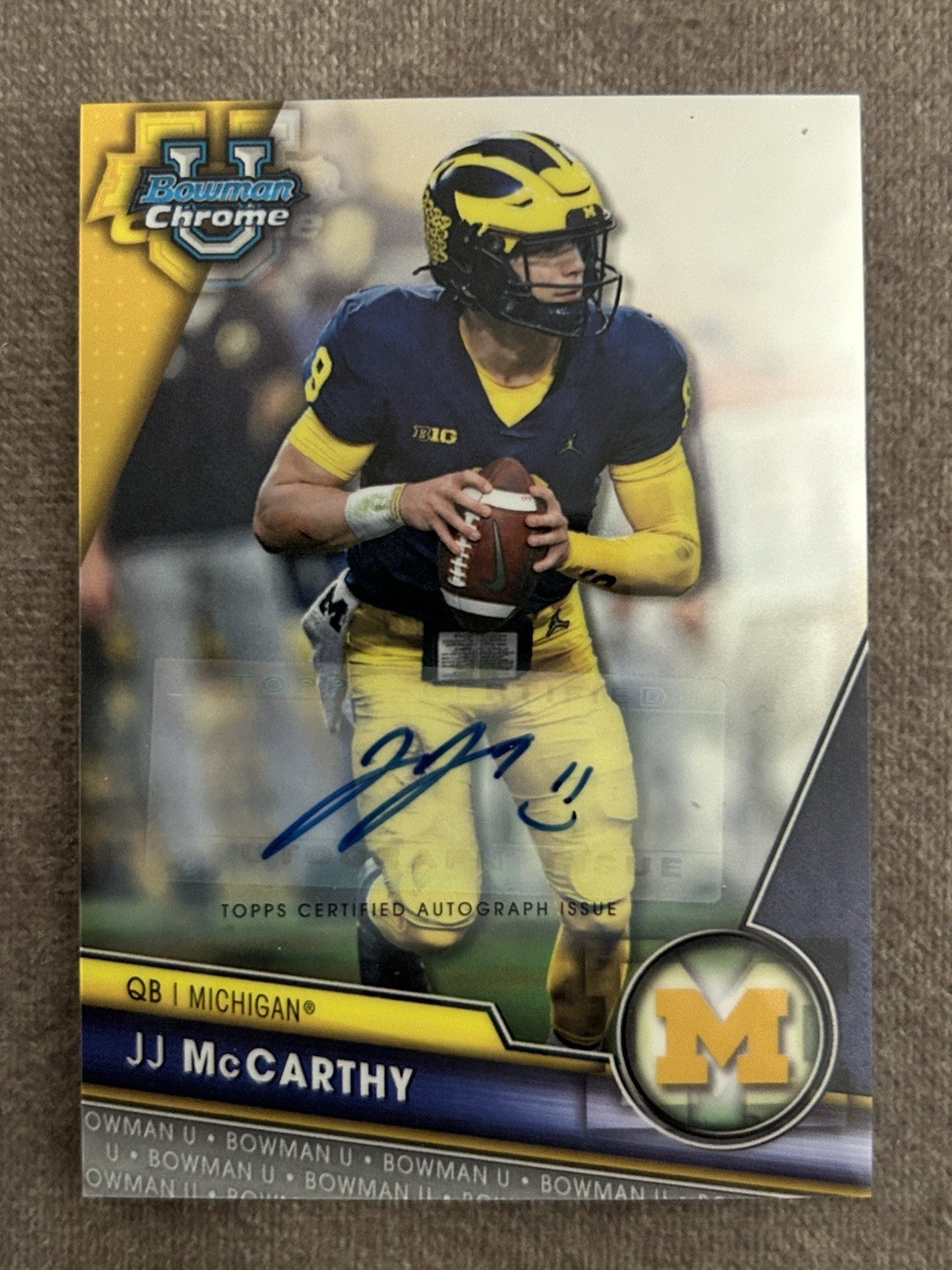 2023 Bowman U Chrome JJ McCarthy #124 Auto RC Michigan Wolverines Vikings