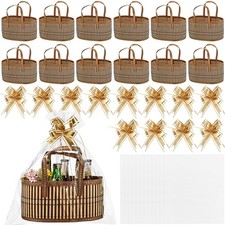 Baskets for Gifts Empty Sturdy Woven Bamboo Gift Basket with Gift Bags and Ri...