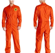 BIOHAZARD Orange JUMPSUIT HI QUALITY Coverall Halloween Costume Cosplay Zombie