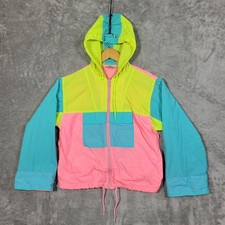 Vintage Arctic Racer Jacket Kids Size 10 Windbreaker Hooded Colorblock Windproof