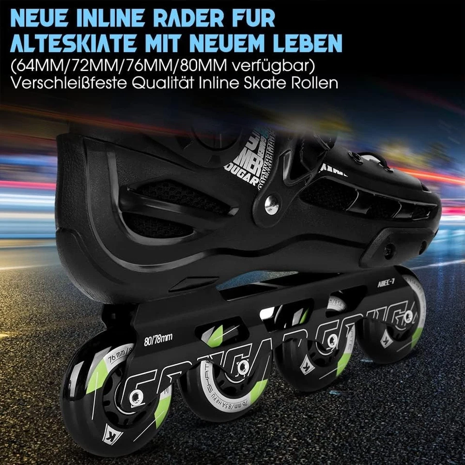 Inline Skate Rollen 8 Stück 80mm 76mm 72mm Kugellager ABEC9 langlebig - Bild 3 von 4
