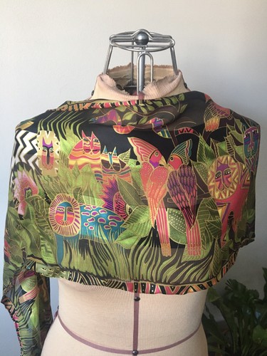 Laurel Burch Jungle Cat/ Bird/ Snake Silk Scarf : Honey Collection
