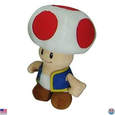 Little Buddy Super Mario All Star Toad Plush Toy, 7.5" Multicolored Stuffed