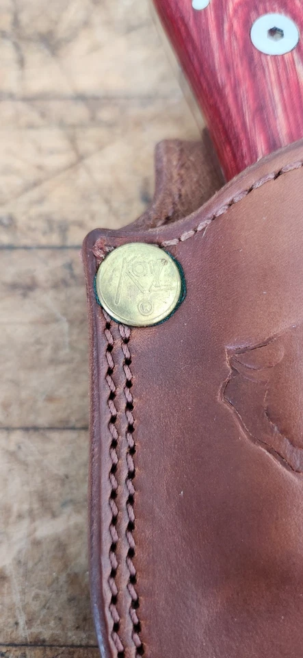 Фиксированный нож Katz Lion King 5,13 дюйма XT80 со стальным лезвием с накладным монтажом и рукоятью из вишневого дерева  - Изображение 3 из 4