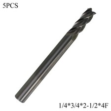 New 5 PCS 1/4" 4 FLUTE 2-1/2" Overall Length CARBIDE END MILL - AlTiN Coated US