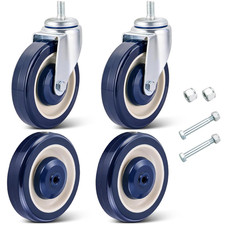 4 Pack Shopping Cart Replacement Wheels Kit 5" Stem Caster with Nuts