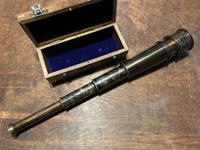 Brass Silver Telescope Victorian 1915 Martine,Antique,Full Functional,Wooden box
