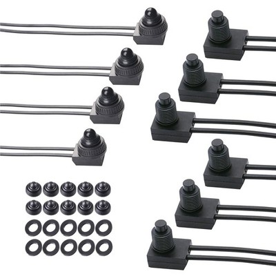 10Pcs 12V-48V Waterproof Push Button On-Off Switch 4.5'' Leads For Motorcycle Car