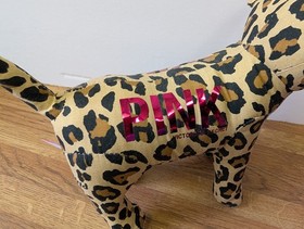 Victoria's Secret PINK Dog Plush WILD Leopard & PINK Striped 2006 Lot of 2 EUC