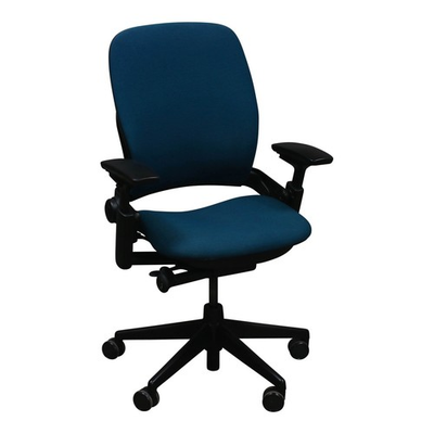 #ad Steelcase Leap V2 Task Chair Sea Blue Fabric Black Frame Ergonomic Adjustable $729.00