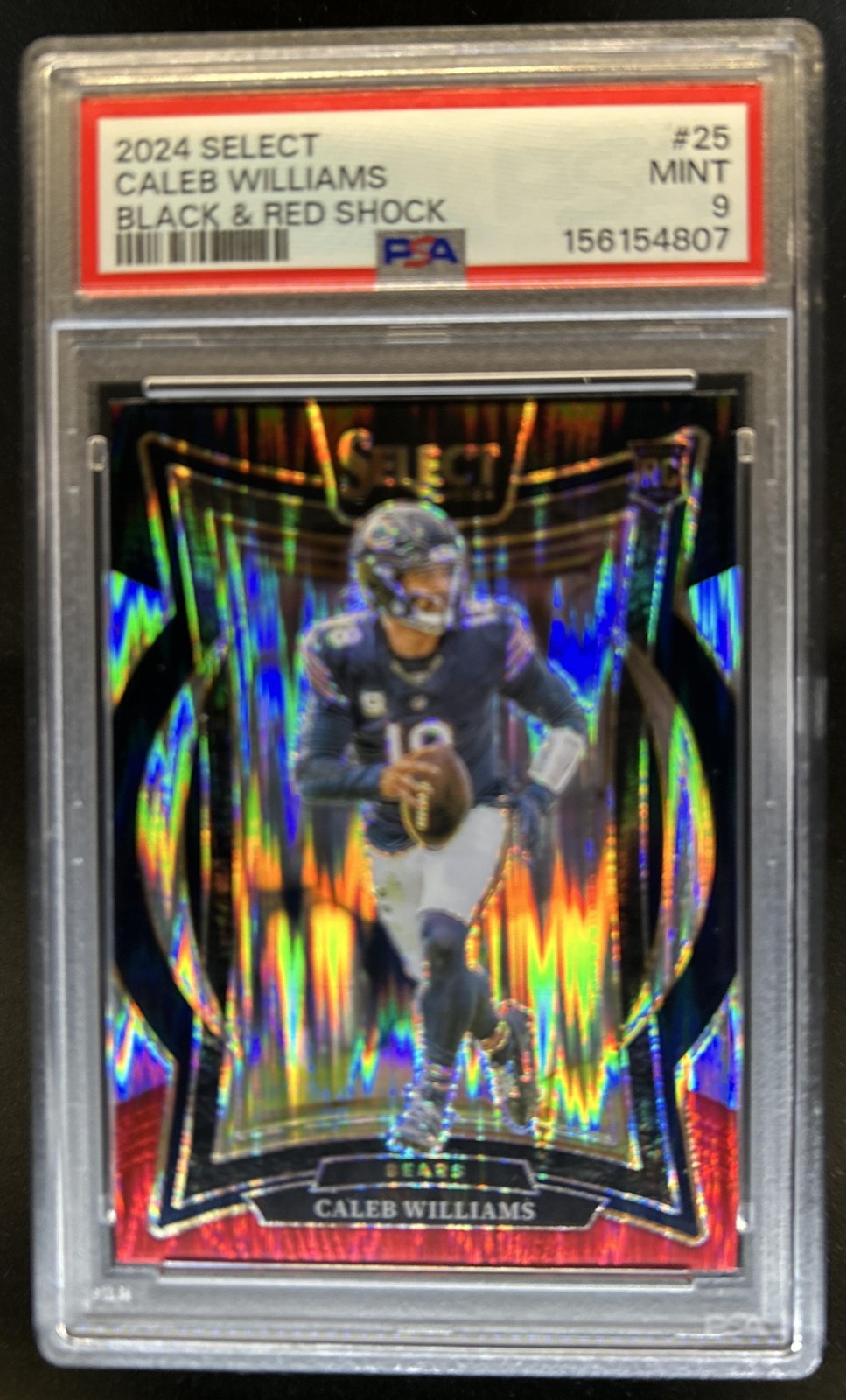 2024 Select Caleb Williams Concourse Black and Red Prizm Shock RC #25 PSA 9 view 1
