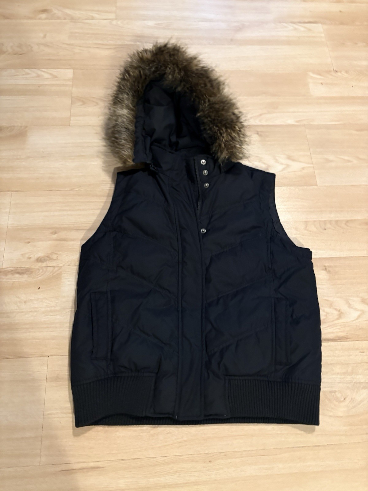 Gap Women's Black Hooded Vest With Detachable Hoodie Size Médium EUC