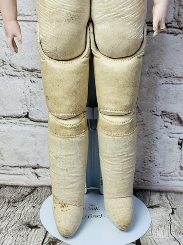 Antique China Head Doll 19” Leather Body Jointed Bisque Arms Cloth Feet READ - Picture 11 of 12