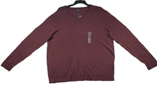 Alfani Sweater Mens size XL Red Burgundy Vneck Long Sleeve Casual Pullover New