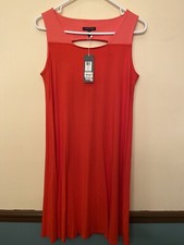 Eileen Fisher 2 Tone Pink Rayon Lycra Tank Dress S NWT Made In USA