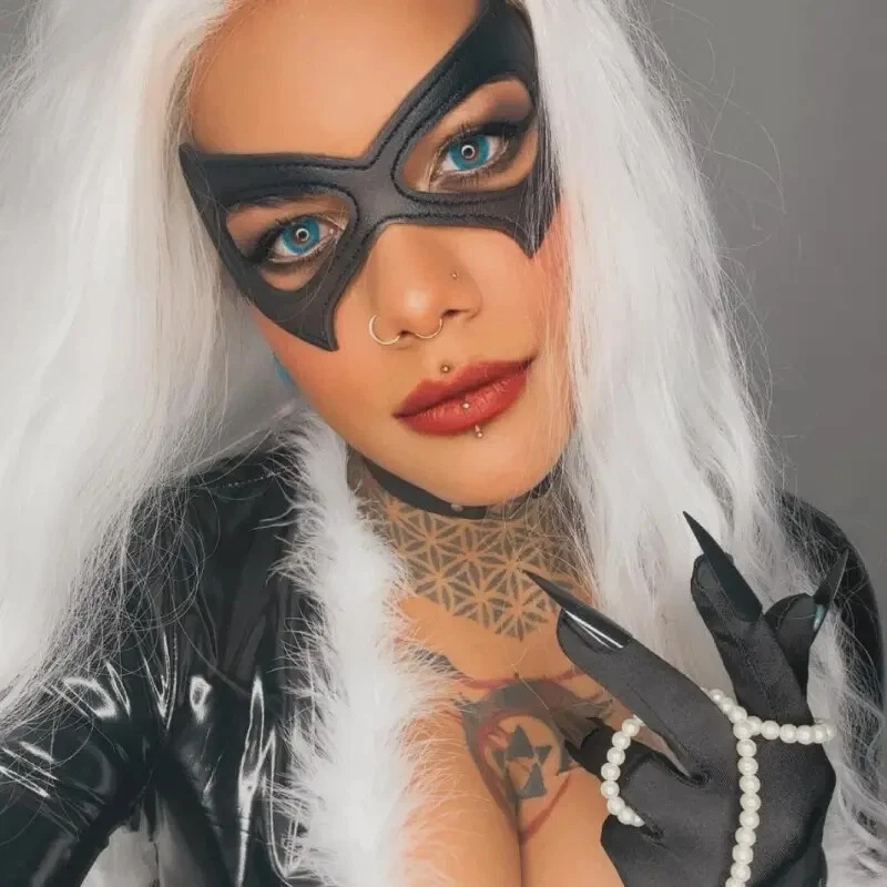 Catwoman Máscara De Gato De Media Cara En Cuero Rojo Con Collar De Corazón – Cosplay Para Halloween, Carnaval Y Fiestas De Disfraces