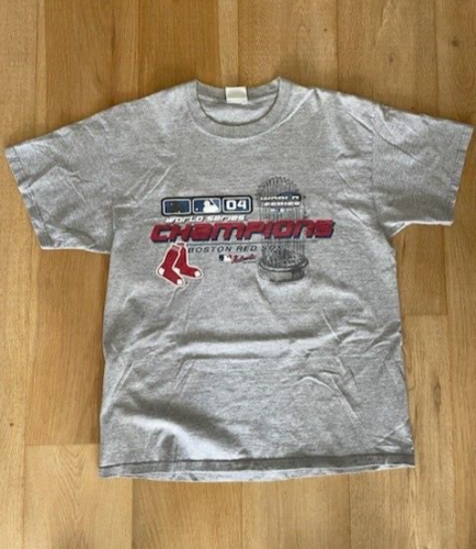 Vintage 2004 Boston Red Sox World Championship Gray T-shirt Classic - Picture 1 of 10