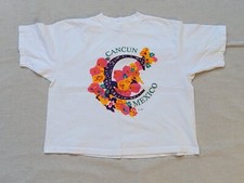 Vintage Cancun Mexico One Size Crop Top Made In USA 80s 90s Freeze T-Shirt