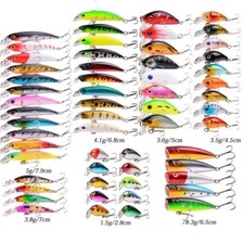 58pcs 3D Eyes Mini Floating Minnow Fishing Lure Bait Set for Bass Pike Seawater