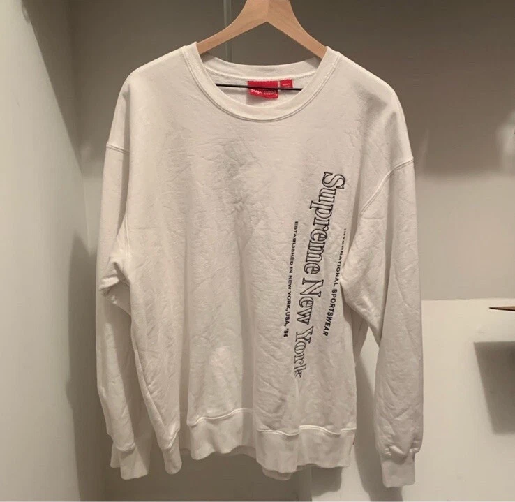 Sweat shirt homme Supreme New York International Sportswear crème blanc cassé XL