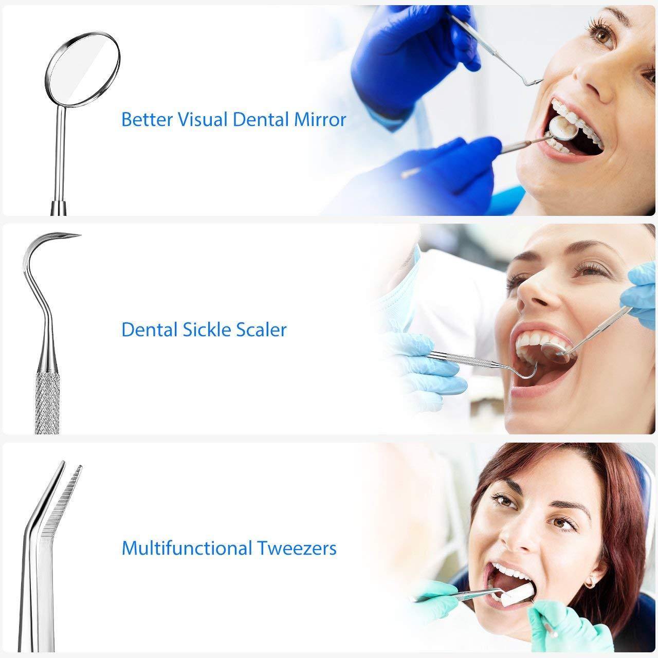 Dental Tools Set (5pc) Dental Mirror, Tarter Scraper, Dental Pick