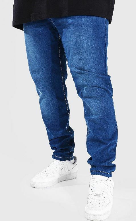 BoohooMAN Azul Talla Grande Elástico Vaqueros Pitillo (bm3)