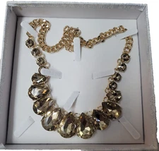 The Skyline Collection 13 " Champagne Faceted Crystal Necklace