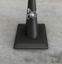 Sterling Silver Butterfly Pearl Ring Stamped PP Size 5.75