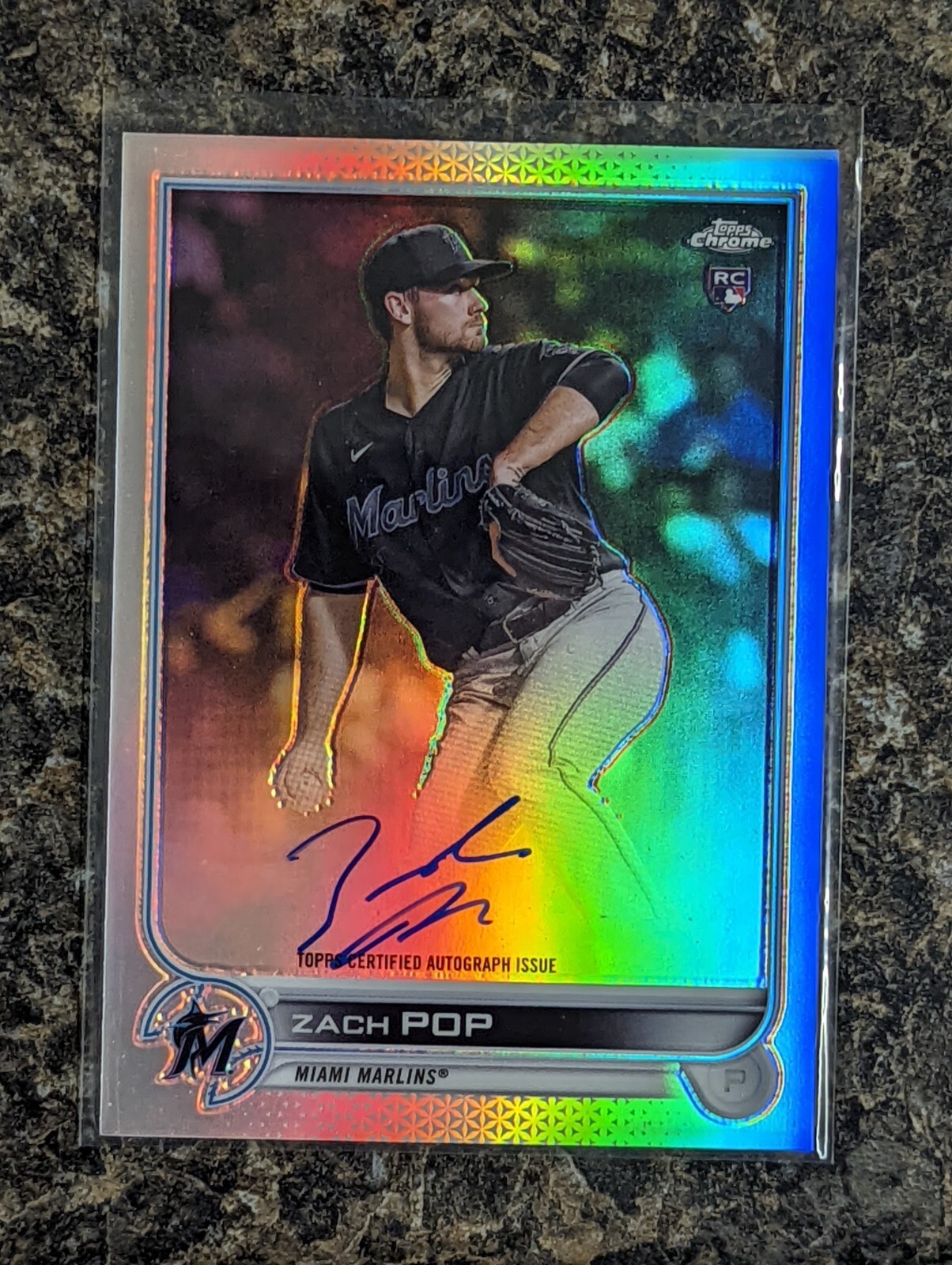 2022 Topps Chrome Zach Pop Rookie Autograph Refractor 033/499 Auto Marlins RA-ZP