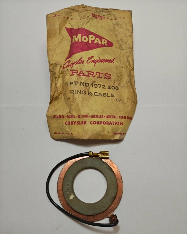 1960-1961 Dodge Plymouth Desoto Chrysler Horn anel de contato e cabo 1972208 novo na caixa. - Imagem 3 de 4