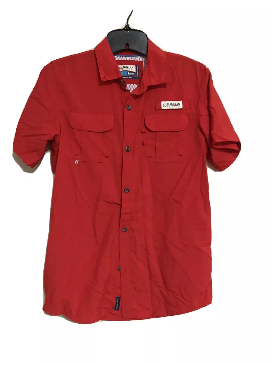 Magellan Boy's Large Red 14/16 Short Sleeve Vented Fishing Shirt