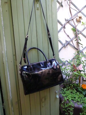 Sac à main authentique ARMANI Jeans noir vernis NEUF