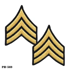 PAIR US Army Sergeant E-5 Large Sleeve Chevron Patches ~ Dress Blues ~ New ~ USA