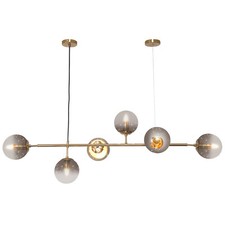 6-Light Vintage Modern Chandelier Globe Pendant Light Lamp Farmhouse Linear