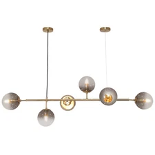 6-Light Vintage Modern Chandelier Globe Pendant Light Lamp Farmhouse Linear