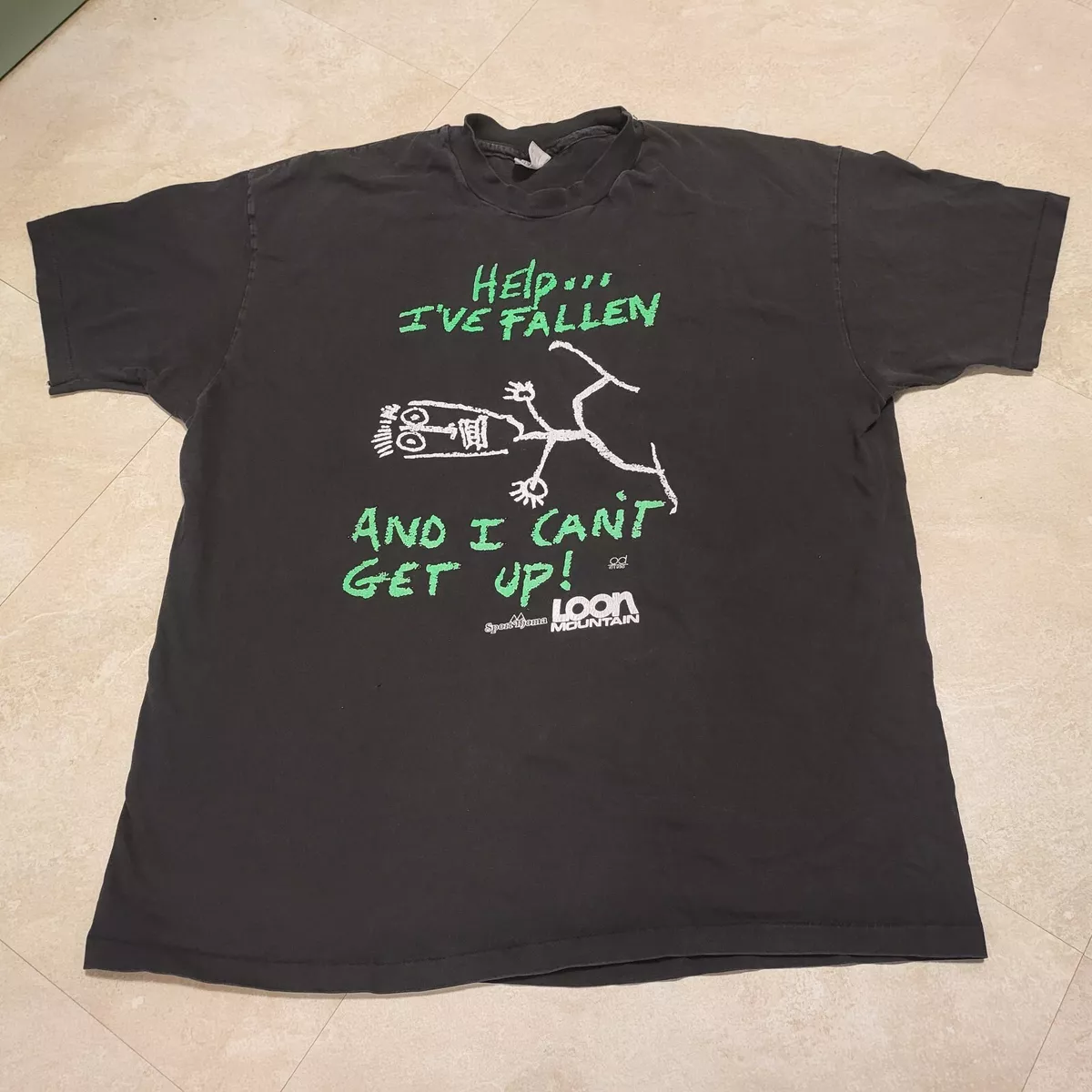 VTG Life Alert Help Ive Fallen And I Cant Get Up Mock Funny Mens XL 1990 T Shirt