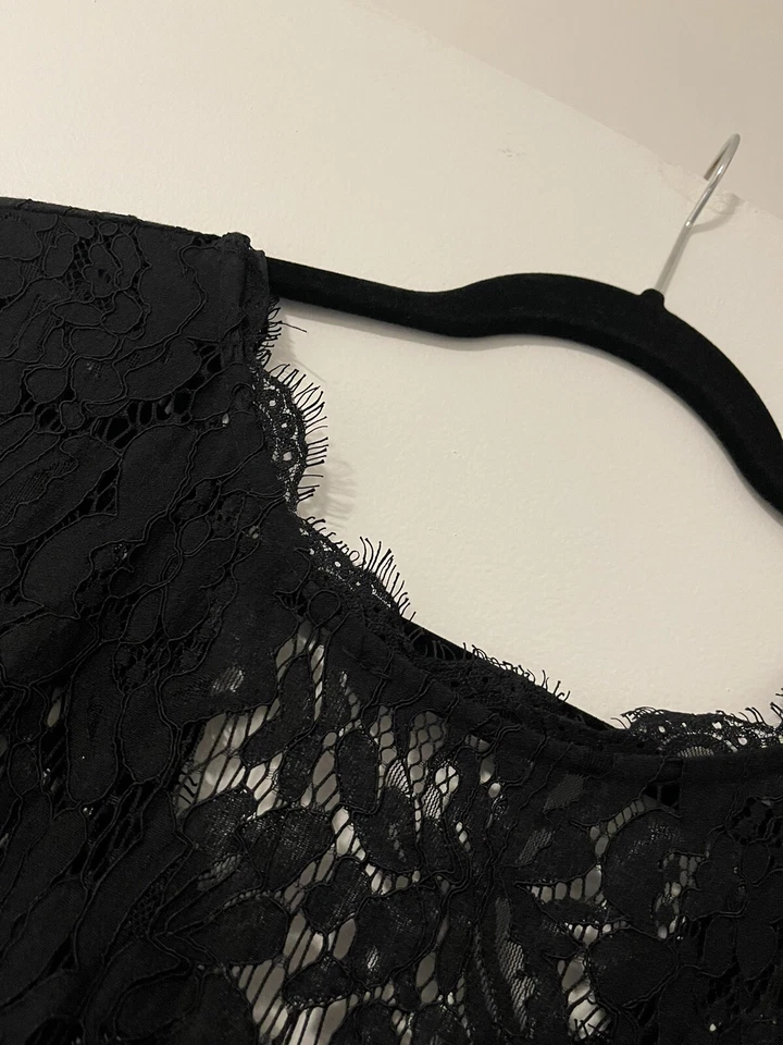 Miusol Women's Retro Floral Lace Short Sleeve Bridesmaid Party Dress Black Size  Foto 3 de 4