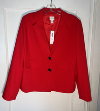 CHICOS NWT Red 2-Button Lined Modern Blazer Size 1. S. d143