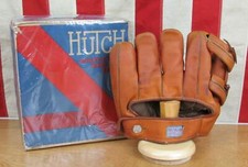 Vintage 1940s Hutch Leather Baseball Glove Split Finger Softball Model Orig.Box