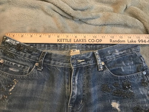 ezra fitch (Abercrombie) womens embroidered Distressed embellished bf jeans 27 - Picture 3 of 12