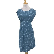 Maeve Dress Womens S Small Copen White Faux Wrap Polka Dot Cap Sleeve Lined