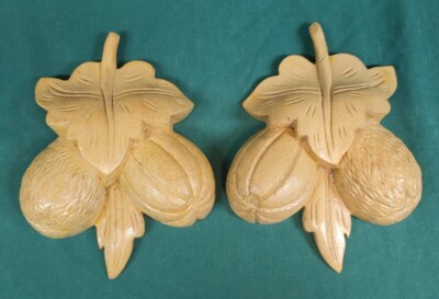 Antique Old Vintage Hand Carved  Furniture Decorative Elements Nuts And Leaves 