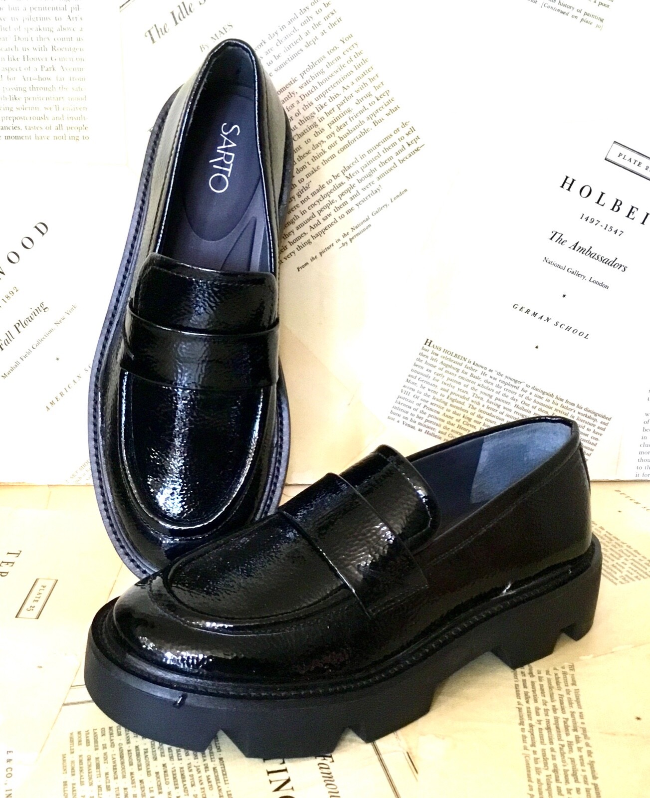 Лоферы Anthropologie Franco Sarto Ream подошва с выступами черный лак 5 НОВИНКА 12090₽