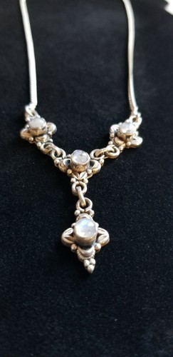 Collier femme en argent sterling 0,925 avec pierres précieuses 11 grammes 16" de long - Photo 2/5