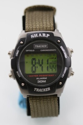 Sharp Herren Armbanduhr 30m Grau Kunststoff Schwarz Brown Nylon Hell Datum Alarm
